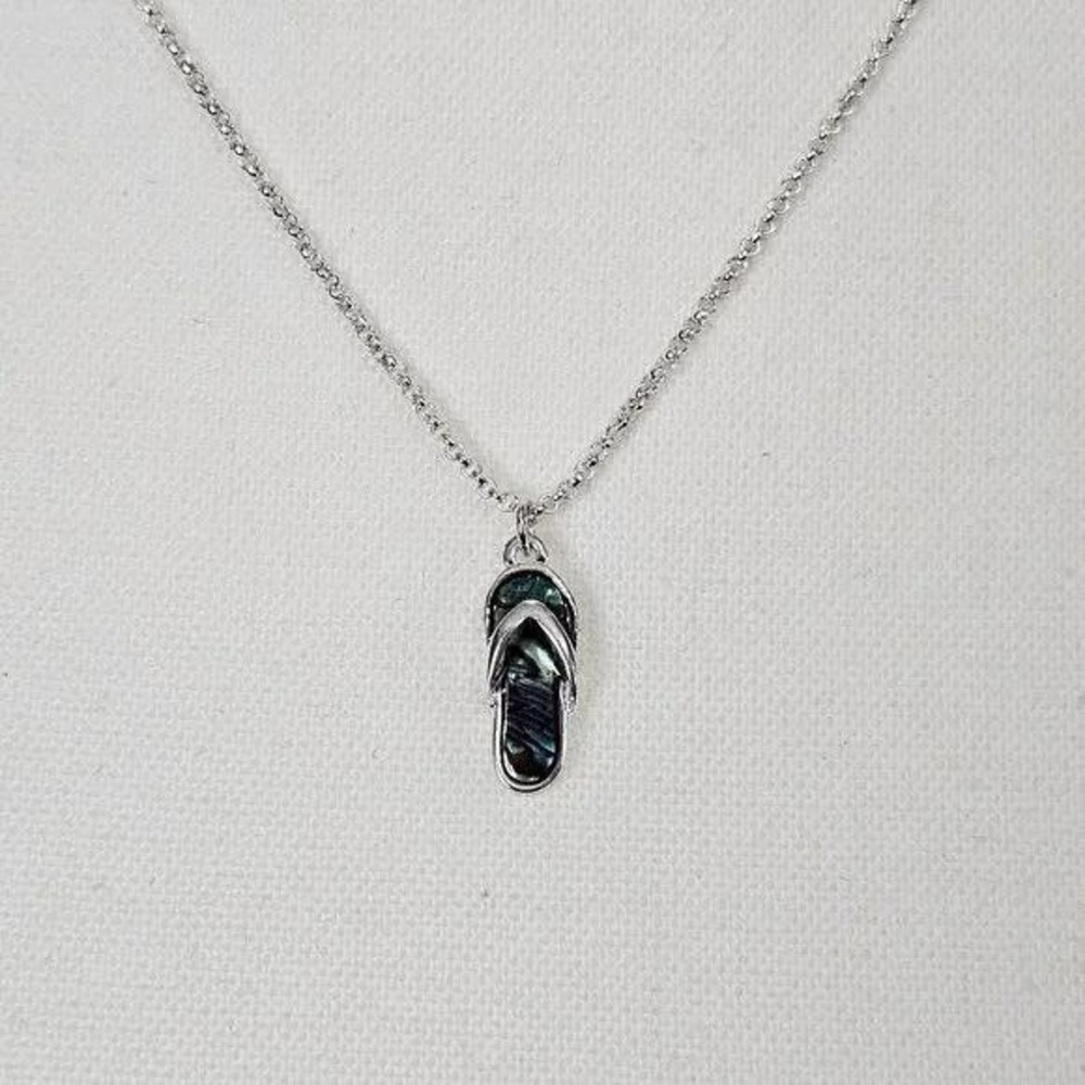 Silver Flip Flop Pendant Necklace